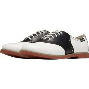 Eastland Sadie Black White Leather Saddle Shoes 8.5M 50s Cheerleader Oxford Prep